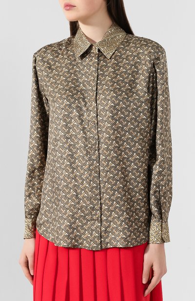 Шелковая рубашка BURBERRY хаки цвета по цене 132000 руб., арт. 8016078, фото 3 Шелковая рубашка BURBERRY, арт. 8016078, фото 3