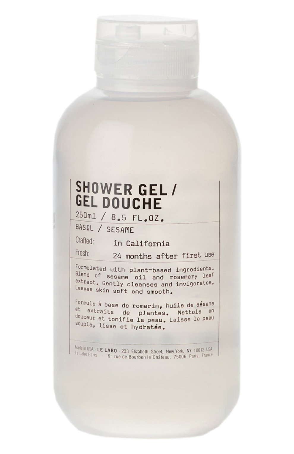 Гель для душа basil (250ml) LE LABO бесцветного цвета по цене 2550 руб., арт. 842185102472, фото 1 Гель для душа basil (250ml) LE LABO, арт. 842185102472, фото 1