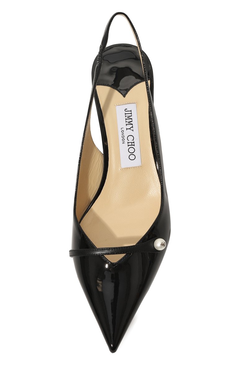 Женские кожаные туфли amita 45 JIMMY CHOO черного цвета, арт. AMITA 45/PTZ | Фото 6 (Материал внутренний: Натуральная кожа; Подошва: Плоская; Каблук высота: Низкий; Драгоценные камни: Проставлено; Материал сплава: Проставлено; Каблук тип: Kitten heel; Материал внешний: Натуральная кожа; Женское Кросс-КТ: Слингбэки)