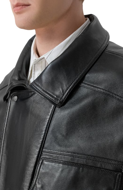 Кожаный бомбер Saint Laurent 840864/YCIJ2 Чёрный  840864/YCIJ2 Фото 5