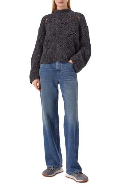 Текстильные кроссовки BRUNELLO CUCINELLI серого цвета по цене 157000 руб., арт. MZ26G1960, фото 3 Текстильные кроссовки BRUNELLO CUCINELLI, арт. MZ26G1960, фото 3