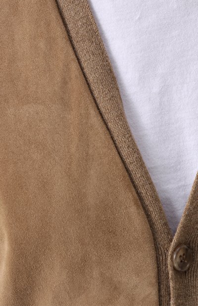 Кашемировый кардиган с отделкой из натуральной замши RALPH LAUREN бежевого цвета по цене 249500 руб., арт. P44/XZ3T7/XY3UN, фото 5 Кашемировый кардиган с отделкой из натуральной замши RALPH LAUREN, арт. P44/XZ3T7/XY3UN, фото 5