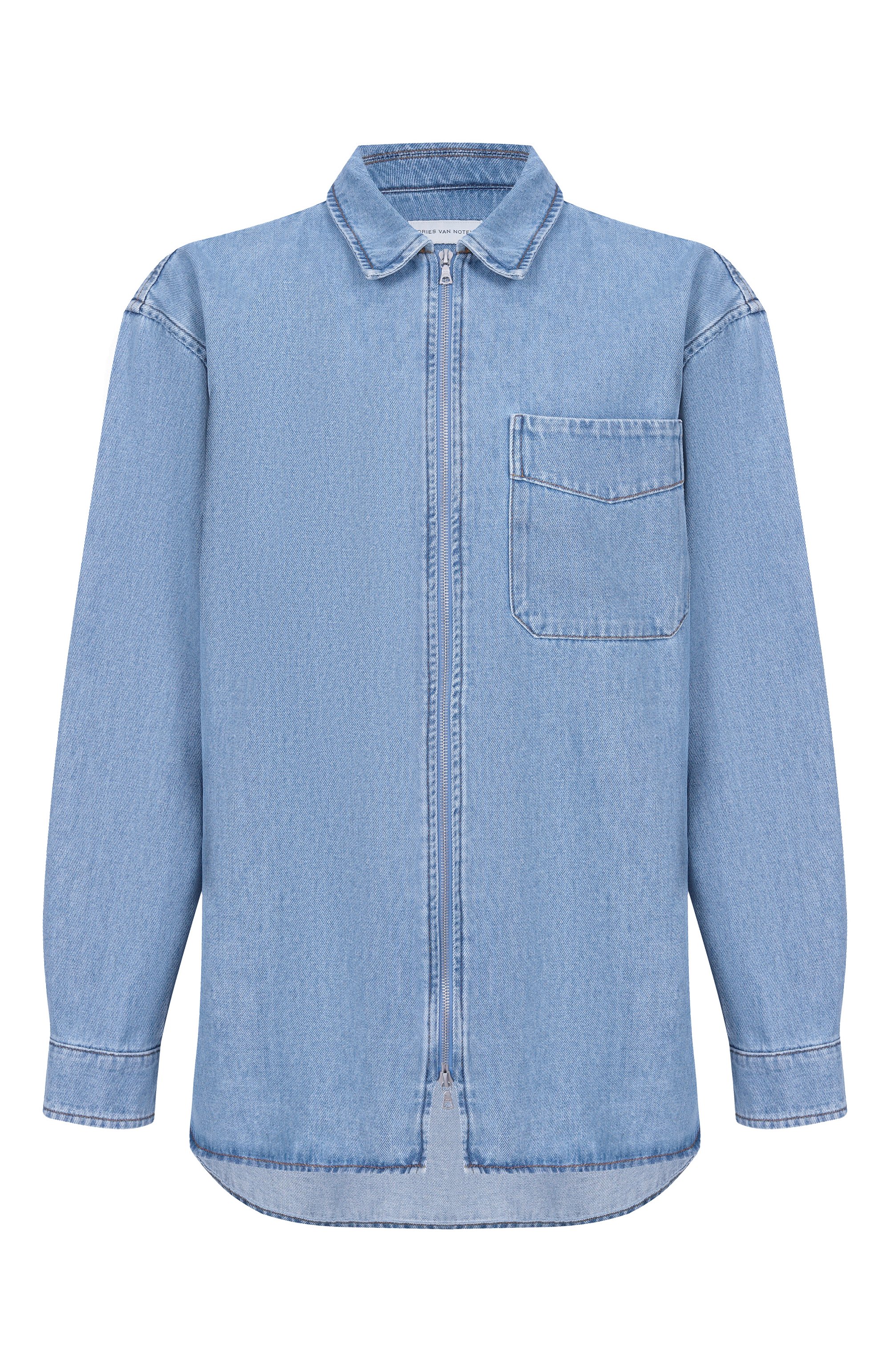 Джинсовая рубашка DRIES VAN NOTEN голубого цвета по цене 67550 руб., арт. 020775/3385, фото 1 Джинсовая рубашка DRIES VAN NOTEN, арт. 020775/3385, фото 1