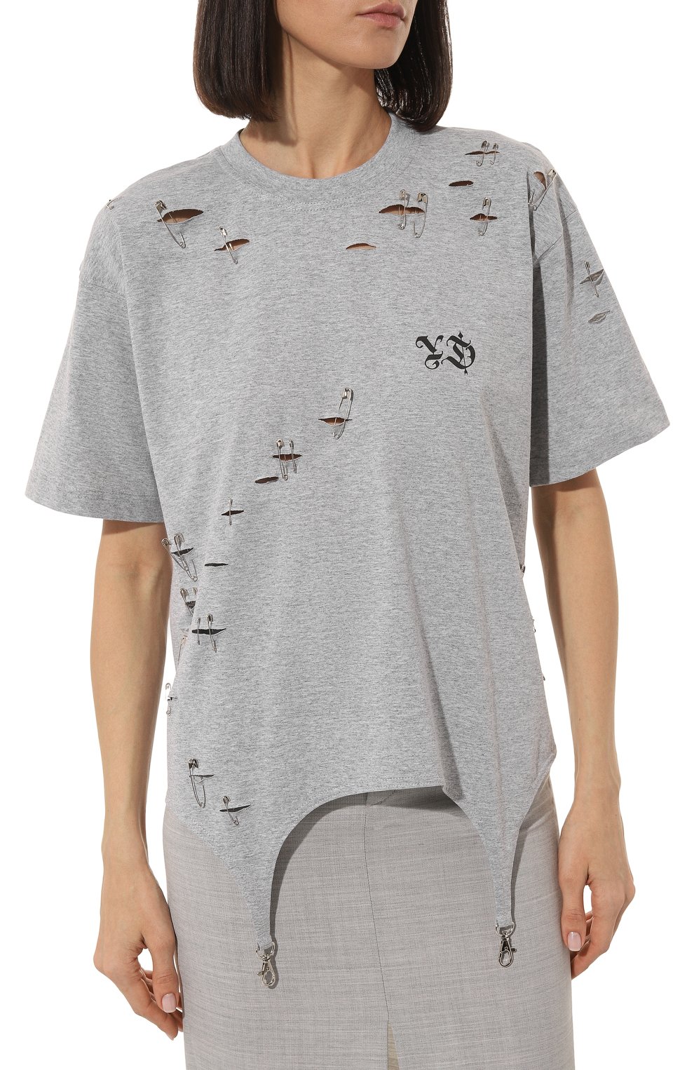 Хлопковая футболка YANA DRESS серого цвета по цене 34000 руб., арт. 1-17-036-700ПБ, фото 3 Хлопковая футболка YANA DRESS, арт. 1-17-036-700ПБ, фото 3