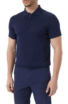 Мужское хлопковое поло CORNELIANI темно-синего цвета, арт. 25G520-2525009 | Фото 3 (Драгоценные камни: Проставлено; Рукава: Короткие; Длина (для топов): Стандартные; Материал сплава: Проставлено; Материал внешний: Хлопок; Кросс-КТ: Трикотаж; Застежка: Молния; Принт: Без принта; Стили: Кэжуэл)