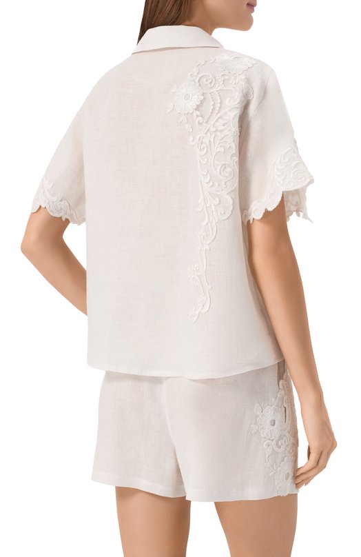 Рубашка изо льна и вискозы Maurizio W07220781 Белый  W07220781 Фото 4