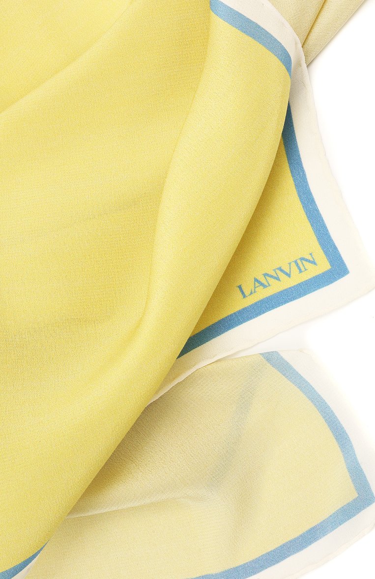 Мужской шелковый платок LANVIN желтого цвета, арт. 2803/HANDKERCHIEF | Фото 2 (Материал: Шелк, Текстиль; Материал сплава: Проставлено; Нос: Не проставлено)