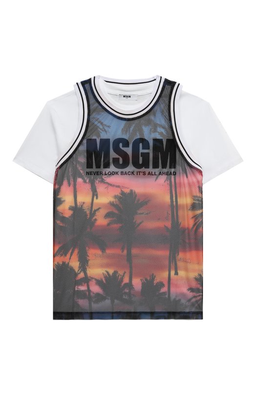 

Хлопковая футболка MSGM kids, Разноцветный