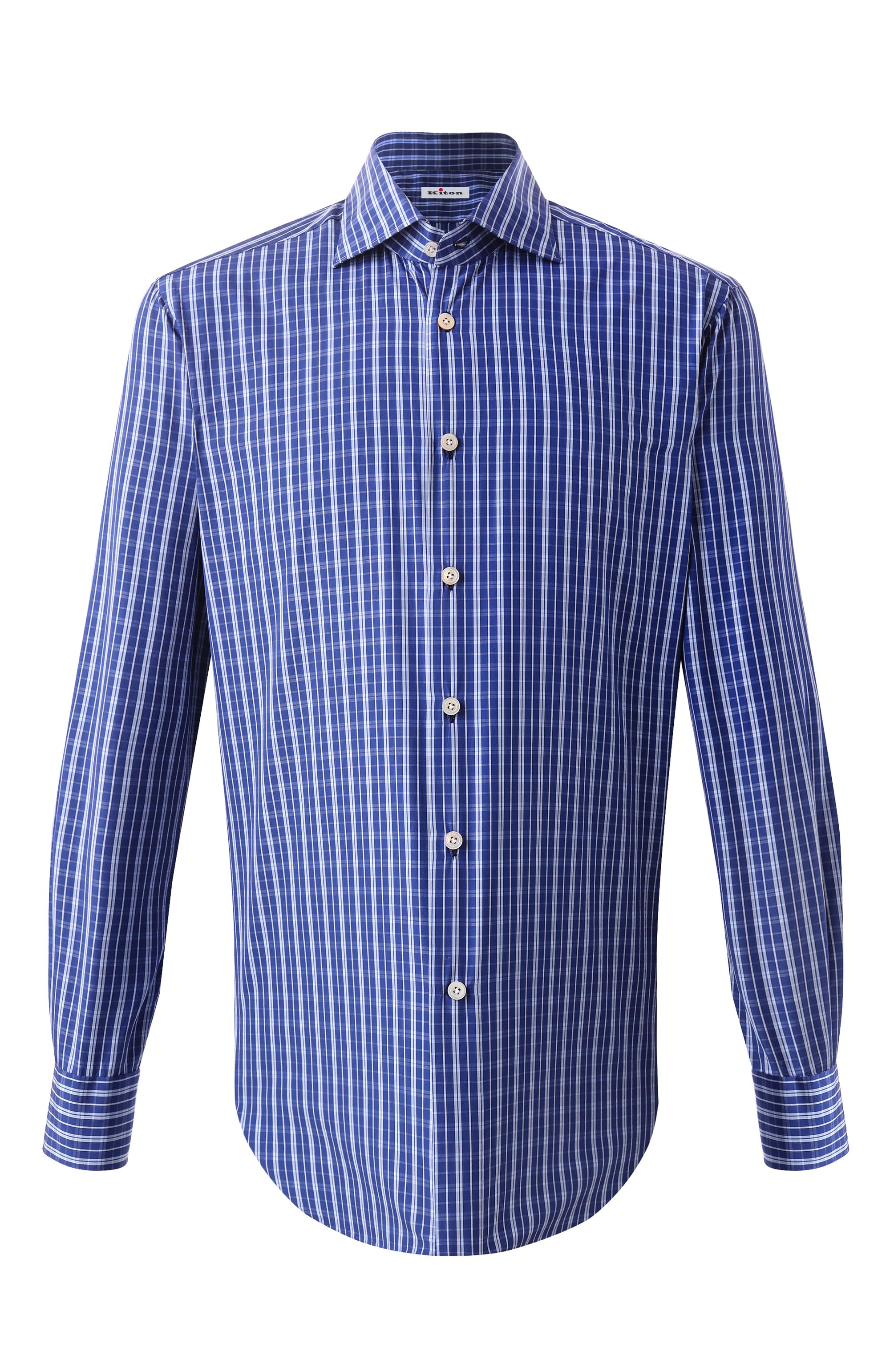 Хлопковая рубашка KITON синего цвета по цене 63600 руб., арт. UCIH0909719, фото 1 Хлопковая рубашка KITON, арт. UCIH0909719, фото 1
