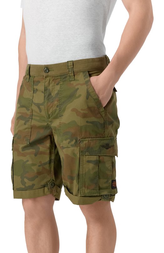 Хлопковые шорты Aeronautica Militare 251BE250CT3502 Хаки  251BE250CT3502 Фото 3