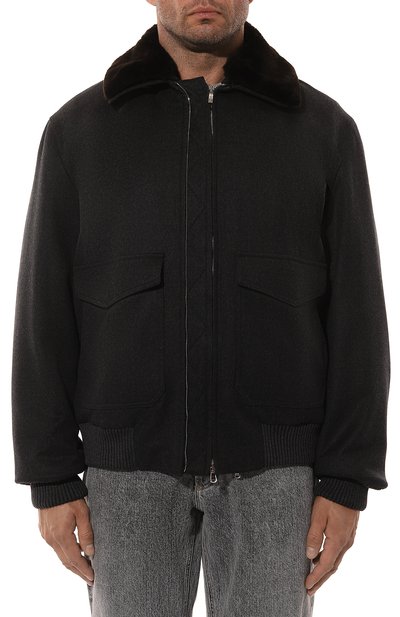 Утепленный бомбер с воротником из бобра CORTIGIANI, арт. 1AG610, фото 3