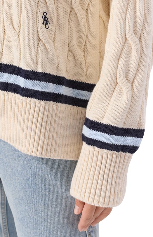 Хлопковый свитер Sporty and Rich WS011602302WH38 Кремовый  WS011602302WH38 Фото 5
