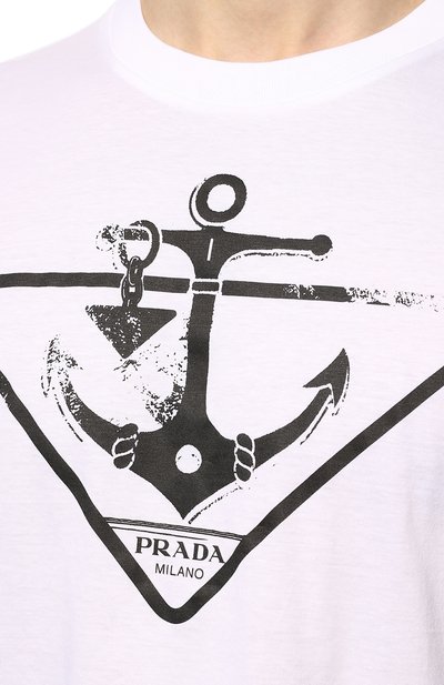 Хлопковая футболка PRADA, арт. UJN317-10JU-F0009-162, фото 5