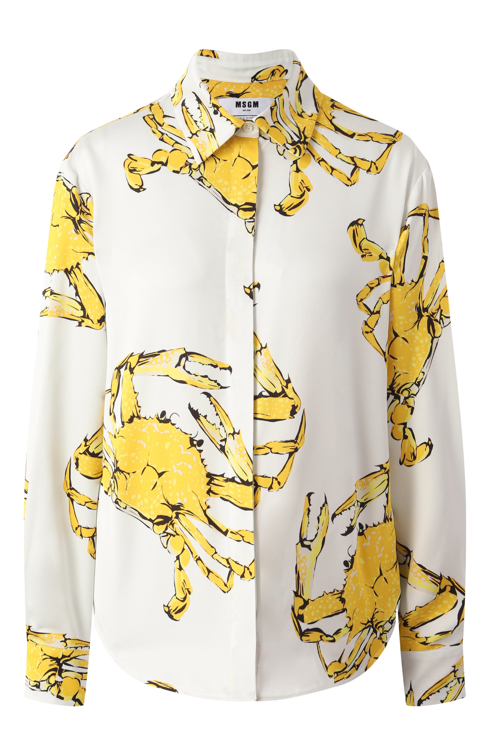 Рубашка из вискозы MSGM белого цвета по цене 36750 руб., арт. 3841MDE24A/257152, фото 1 Рубашка из вискозы MSGM, арт. 3841MDE24A/257152, фото 1