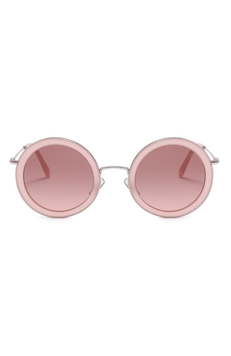 Женские солнцезащитные очки MIU MIU розового цвета, арт. SMU59U-E153-F00A5-048 | Фото 3 (Материал: Металл; Материал сплава: Проставлено; Нос: Не проставлено; Тип очков: С/з; Оптика Гендер: оптика-женское; Очки форма: Круглые)