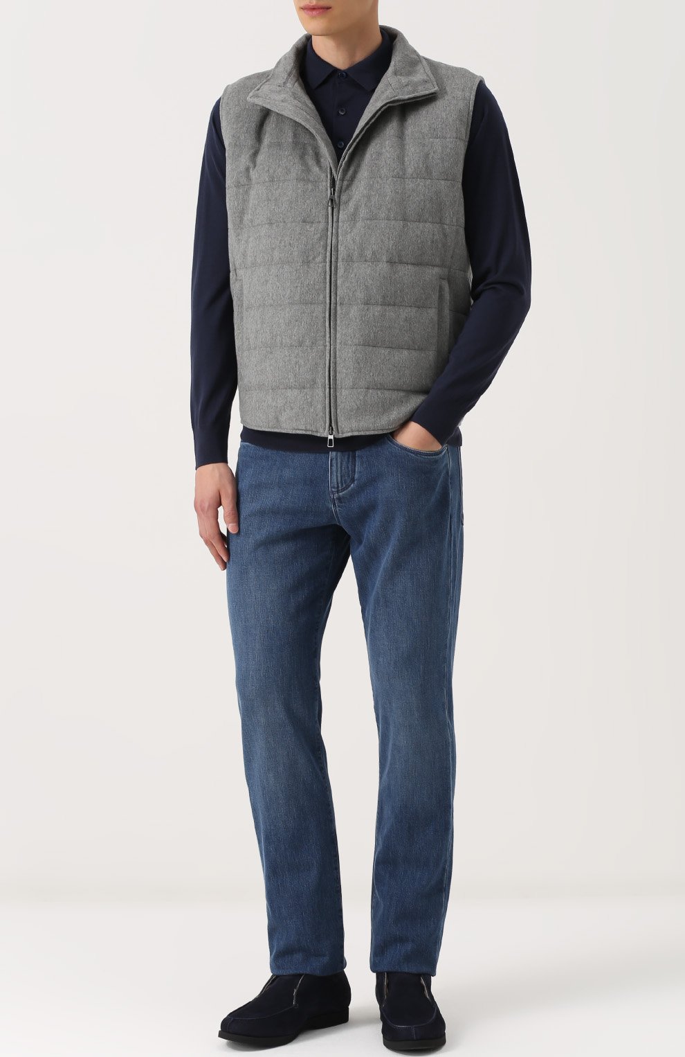 Утепленный кашемировый жилет на молнии с меховой отделкой воротника LORO PIANA, арт. FAG5100, фото 3