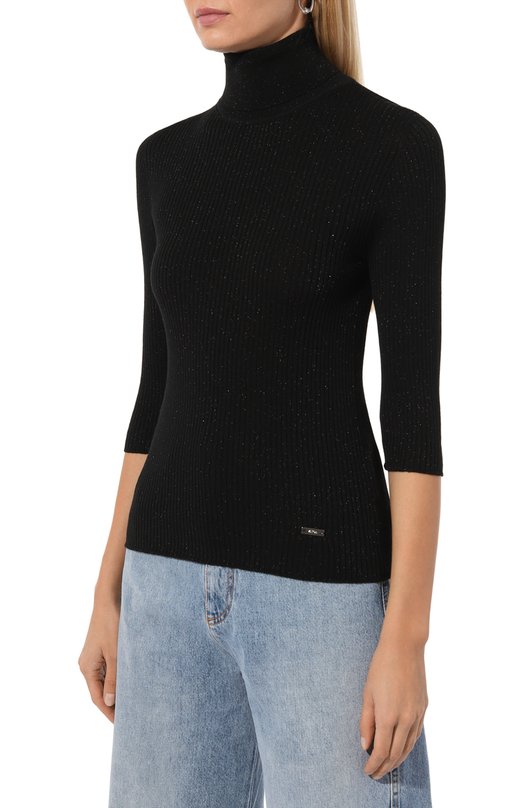 Водолазка из шерсти и вискозы Kiton D587230101 Чёрный  D587230101 Фото 3