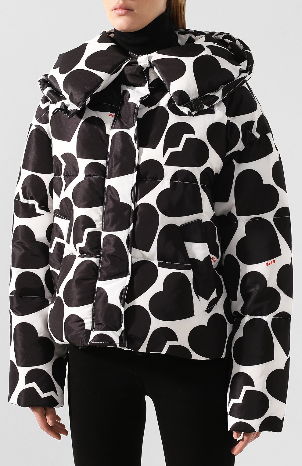 Пуховик MSGM черно-белого цвета по цене 87050 руб., арт. 2742MDH104 195857, фото 3 Пуховик MSGM, арт. 2742MDH104 195857, фото 3