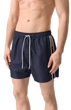 Мужские плавки-шорты EMPORIO ARMANI темно-синего цвета, арт. EM000583/AF12333 | Фото 2 (Нос: Не проставлено; Мужское Кросс-КТ: плавки-шорты; Принт: Без принта; Материал внешний: Синтетический материал)