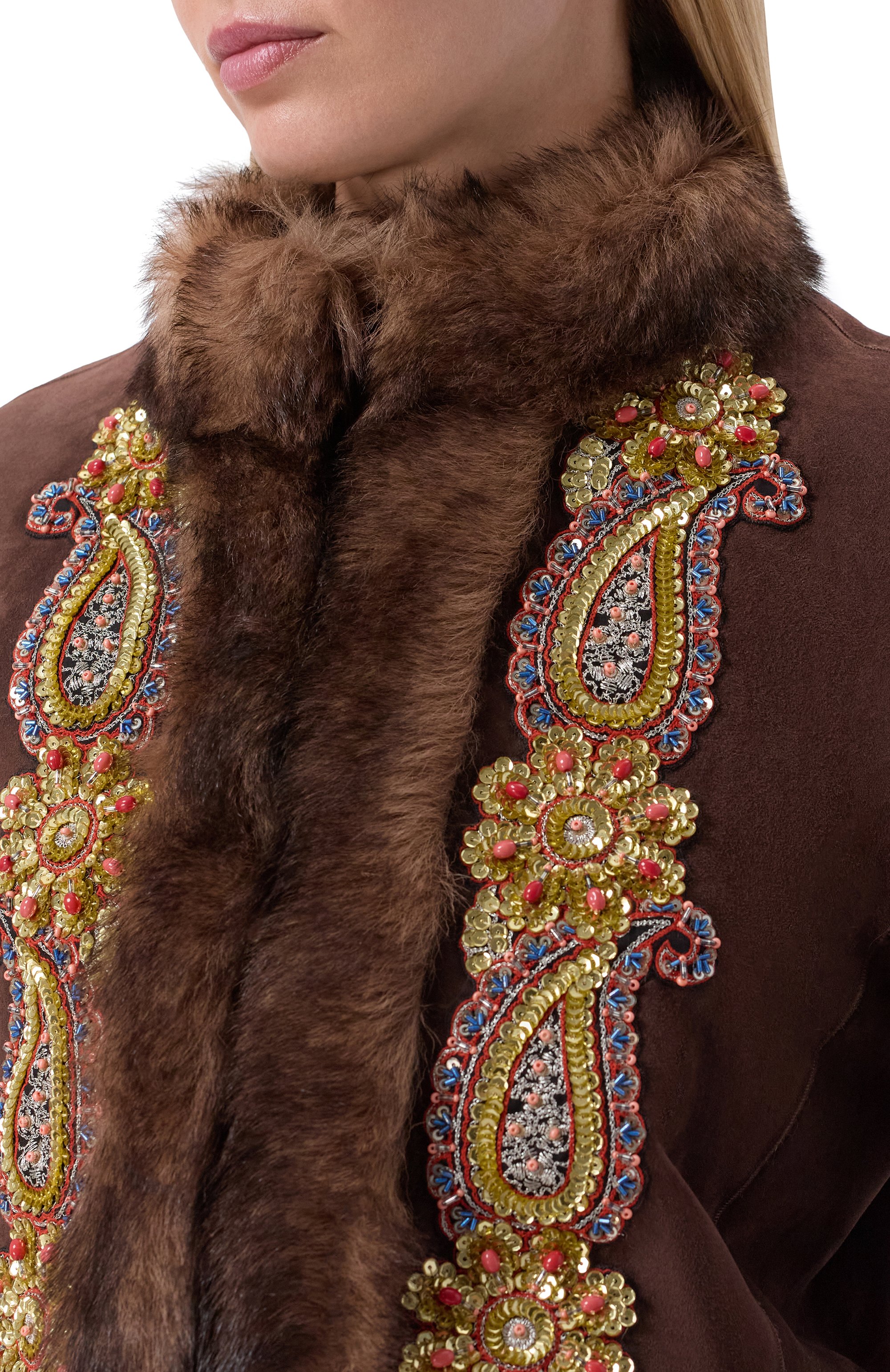 Дубленка с отделкой пайетками VALENTINO, арт. 8B3NA06D/9VF, фото 5