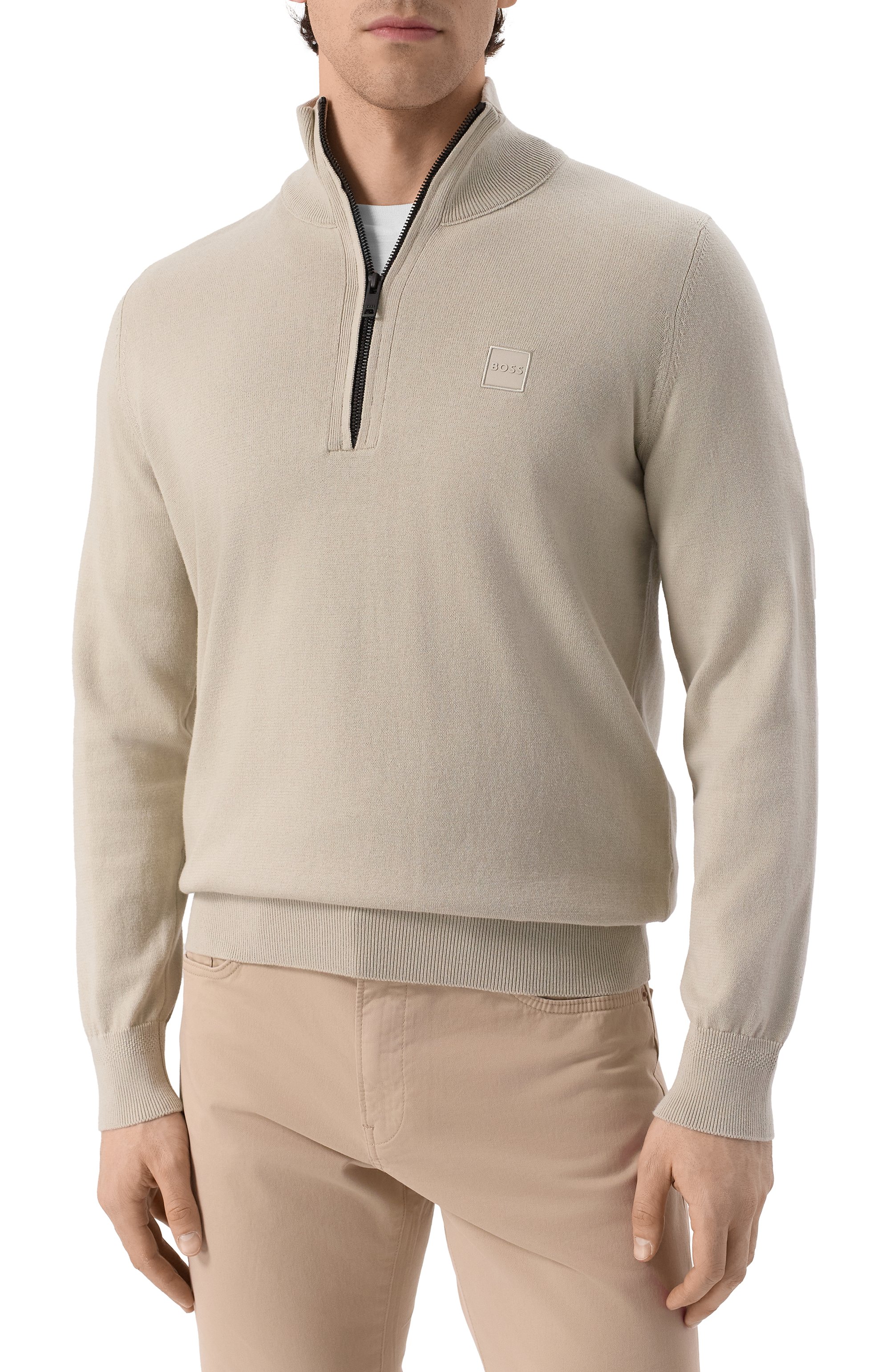 Хлопковый джемпер BOSS ORANGE бежевого цвета по цене 19500 руб., арт. 50527585, фото 3 Хлопковый джемпер BOSS ORANGE, арт. 50527585, фото 3