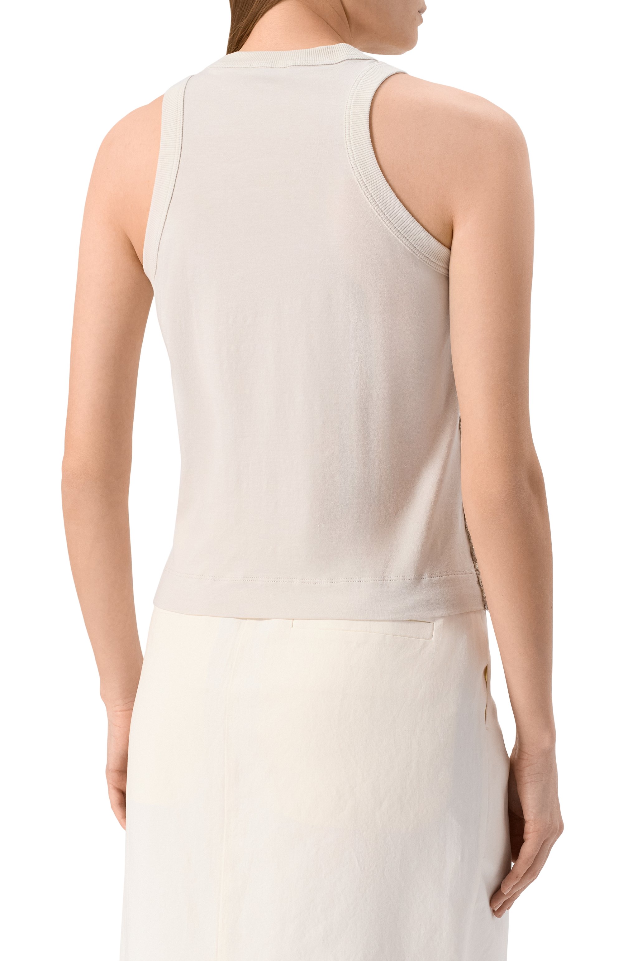 Хлопковая майка с отделкой пайетками BRUNELLO CUCINELLI, арт. M0T18HH500, фото 4