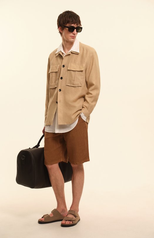 Льняные шорты Kiton UPR004LK0604F07 Коричневый  UPR004LK0604F07 Фото 7
