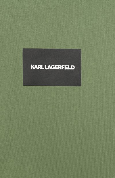 Хлопковая футболка KARL LAGERFELD KIDS хаки цвета по цене 12620 руб., арт. Z31101, фото 3 Хлопковая футболка KARL LAGERFELD KIDS, арт. Z31101, фото 3