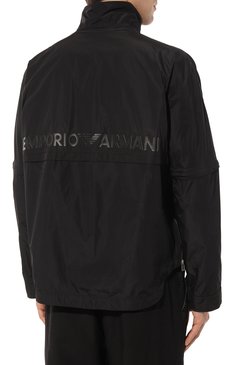 Мужская куртка EMPORIO ARMANI черного цвета, арт. 6R1BZ0/1NAVZ | Фото 4 (Кросс-КТ: Куртка, Ветровка; Рукава: Длинные; Материал внешний: Синтетический материал; Материал сплава: Проставлено; Драгоценные камни: Проставлено; Длина (верхняя одежда): Короткие; Стили: Кэжуэл)