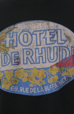 Мужская хлопковая футболка RHUDE черного цвета, арт. RHPS24TT04012610 | Фото 5 (Драгоценные камни: Проставлено; Материал внешний: Хлопок; Длина (для топов): Стандартные; Материал сплава: Проставлено; Рукава: Короткие; Принт: С принтом; Стили: Спорт-шик; Мужское Кросс-КТ: Футболка-одежда; Кросс-КТ: Джерси)