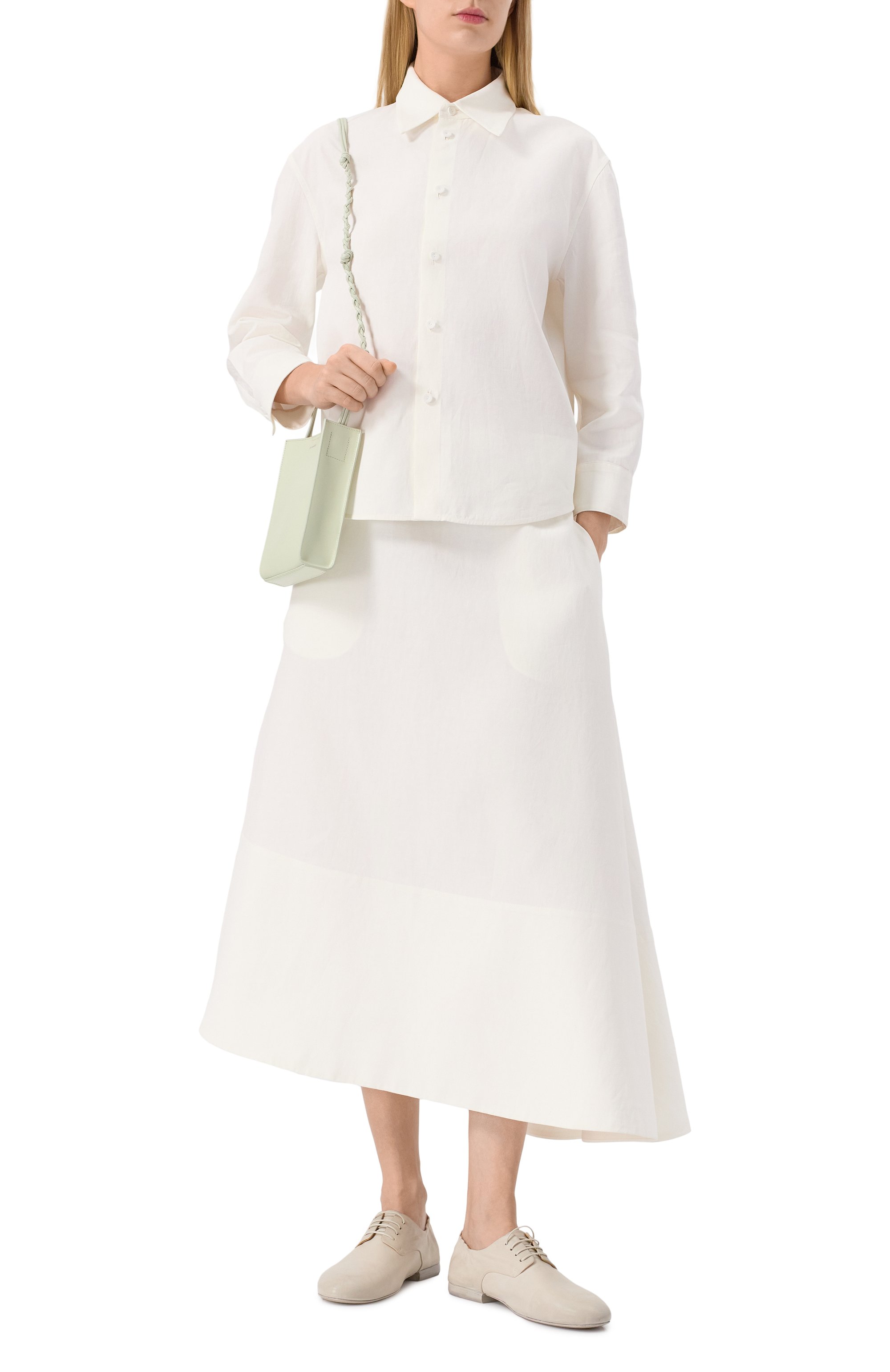 Льняная рубашка JIL SANDER молочного цвета по цене 109500 руб., арт. J02DL0205/J60001, фото 2 Льняная рубашка JIL SANDER, арт. J02DL0205/J60001, фото 2