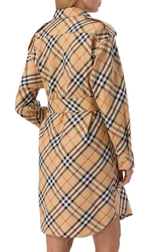 Хлопковое платье Burberry 8086610 Бежевый  8086610 Фото 3