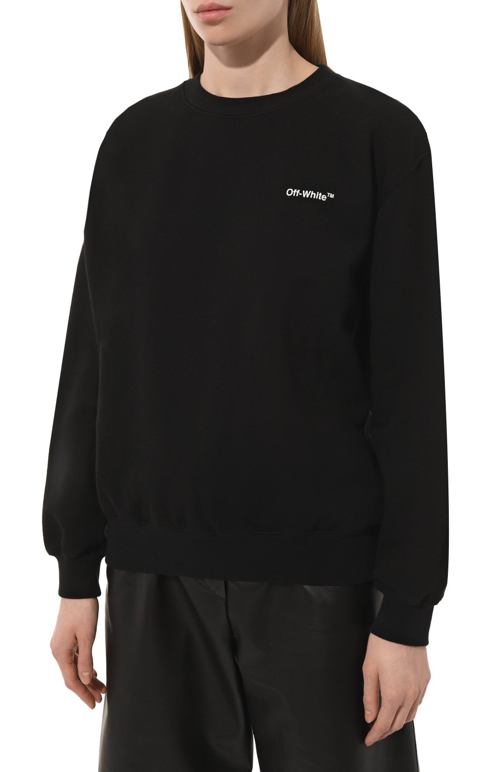 Хлопковый свитшот OFF-WHITE черно-белого цвета по цене 68950 руб., арт. OWBA046C99JER001, фото 3 Хлопковый свитшот OFF-WHITE, арт. OWBA046C99JER001, фото 3