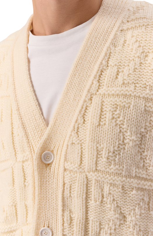Шерстяной кардиган Off-White 0MHB02LF25KNI001 Кремовый  0MHB02LF25KNI001 Фото 5