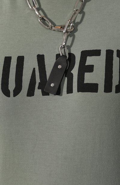 Хлопковая футболка DSQUARED2 хаки цвета по цене 42500 руб., арт. S75CU0958/S21600, фото 5 Хлопковая футболка DSQUARED2, арт. S75CU0958/S21600, фото 5