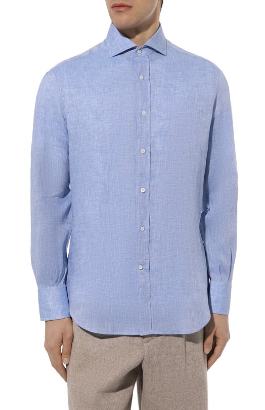 Льняная рубашка Brunello Cucinelli MS6500028 Голубой  MS6500028 Фото 3
