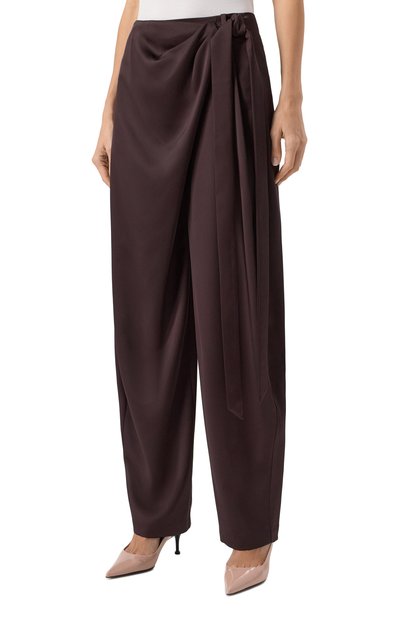 Атласные брюки THE ANDAMANE коричневого цвета по цене 51500 руб., арт. TM170475A/TNP229, фото 3 Атласные брюки THE ANDAMANE, арт. TM170475A/TNP229, фото 3