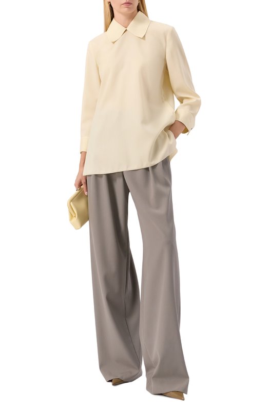 Шерстяная блузка Jil Sander J01NC0170/J40171 Кремовый  J01NC0170/J40171 Фото 2