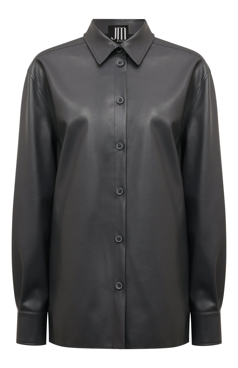Рубашка из экокожи JM STUDIO темно-серого цвета по цене 40960 руб., арт. FW242522, фото 1 Рубашка из экокожи JM STUDIO, арт. FW242522, фото 1