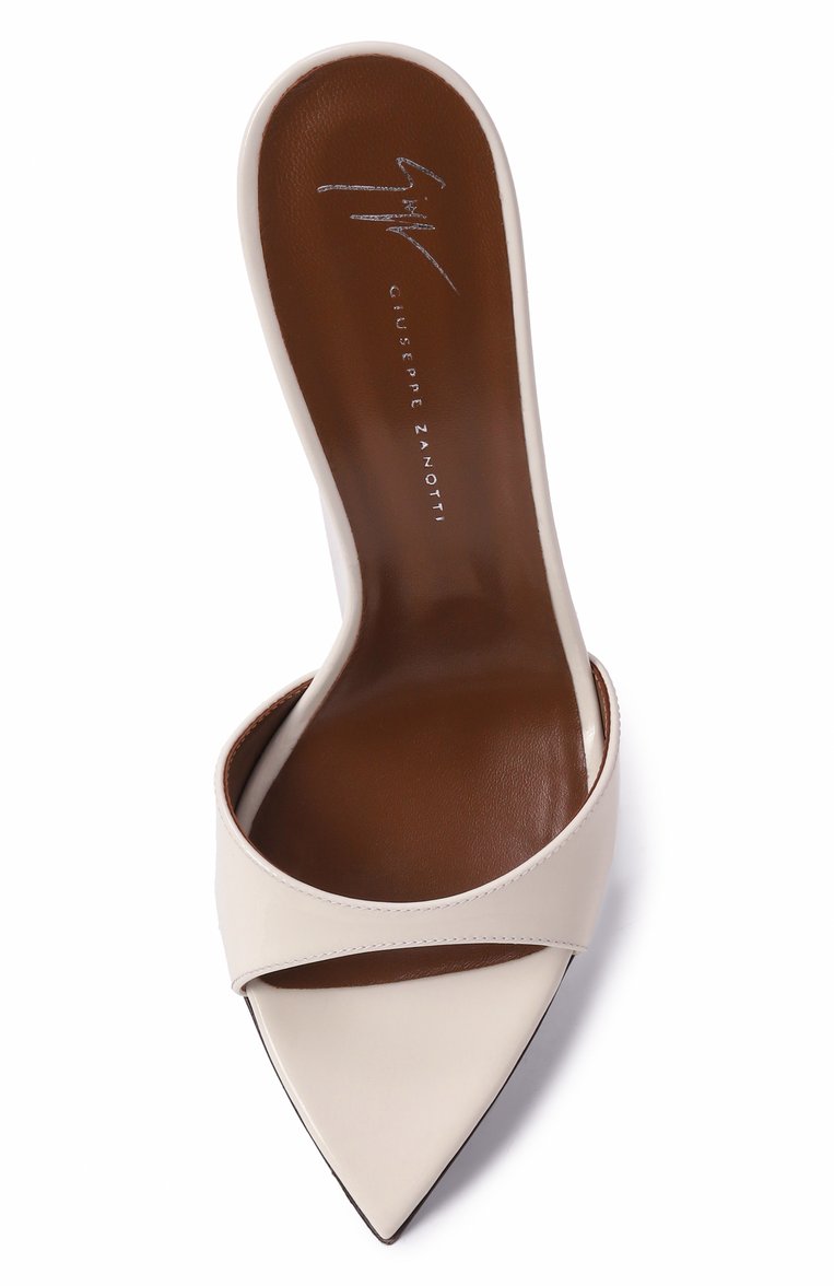 Женские лакированные мюли intriigo 90 GIUSEPPE ZANOTTI DESIGN молочного цвета, арт. I400007 | Фото 6 (Материал внутренний: Натуральная кожа; Каблук высота: Высокий; Подошва: Плоская; Материал внешн�ий: Натуральная кожа; Каблук тип: Шпилька; Автоматизация состава: Проставлено; Автоматизация ТО: Проставлено)