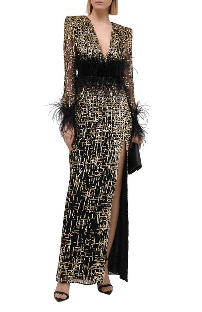 Платье с отделкой перьями ZUHAIR MURAD, арт. DRF21003/EMGT001, фото 2