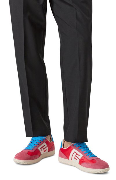 Комбинированные кеды swan BALMAIN красного цвета по цене 69350 руб., арт. FM1VI360/TRNB, фото 3 Комбинированные кеды swan BALMAIN, арт. FM1VI360/TRNB, фото 3