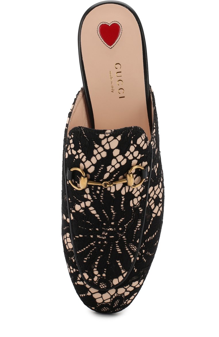 Женские кожаные сабо princetown с глиттером GUCCI черного цвета, арт. 475094/9BY20 | Фото 5 (Статус проверки: Проверена категория, Проверено; Материал внешний: Текстиль, Натуральная кожа; Подошва: Плоская; Каблук высота: Без каблука, Низкий; Материал внутренний: Натуральная кожа)