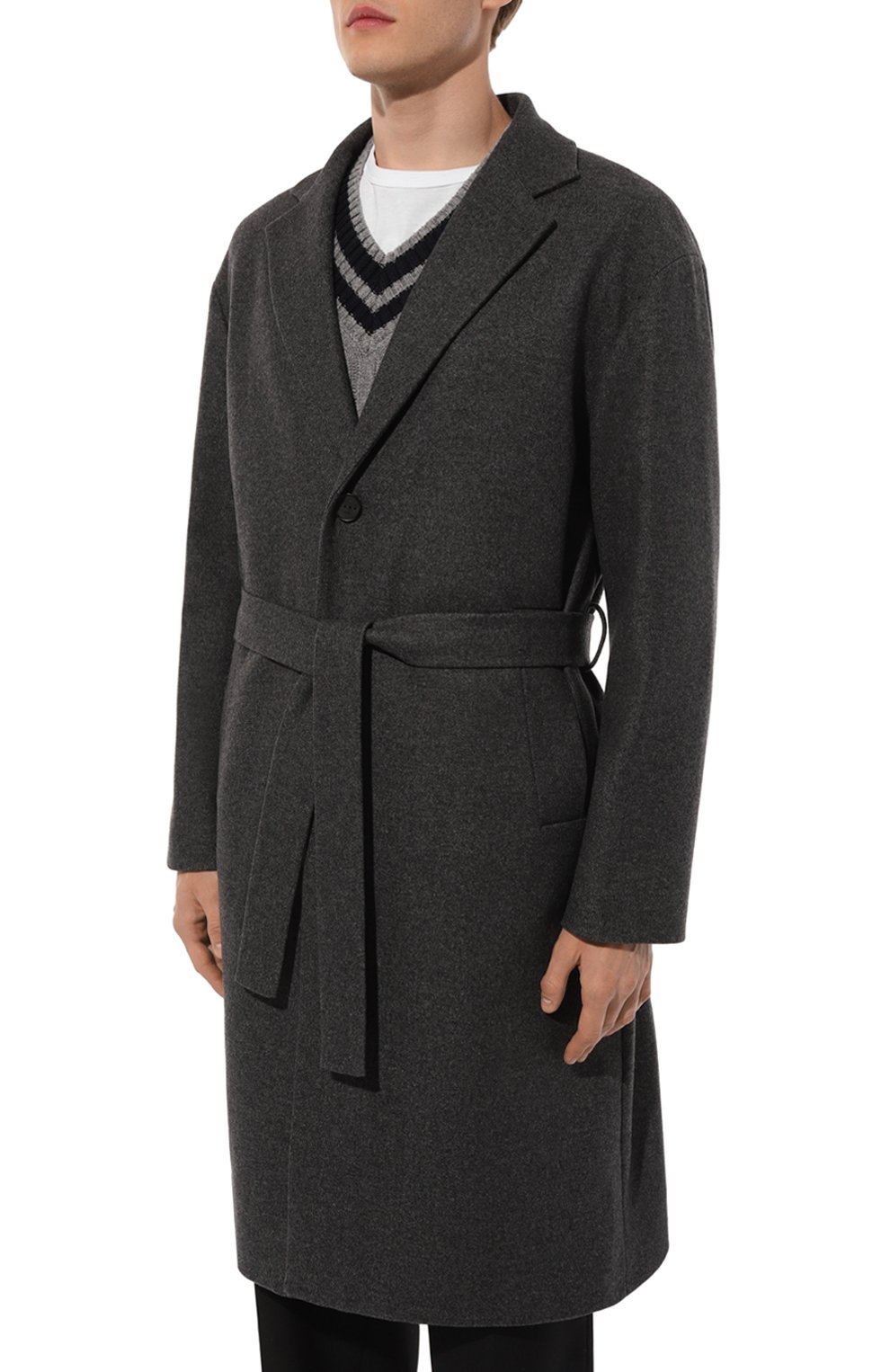 Шерстяное пальто HEVO темно-серого цвета по цене 83350 руб., арт. CISTERNIN0 RU 160/G725, фото 3 Шерстяное пальто HEVO, арт. CISTERNIN0 RU 160/G725, фото 3