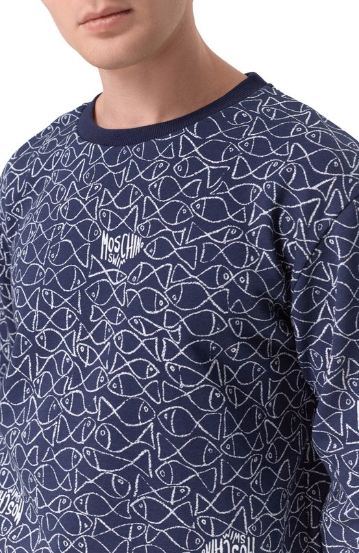 Хлопковый свитшот Moschino A1701/9310 Синий  A1701/9310 Фото 5