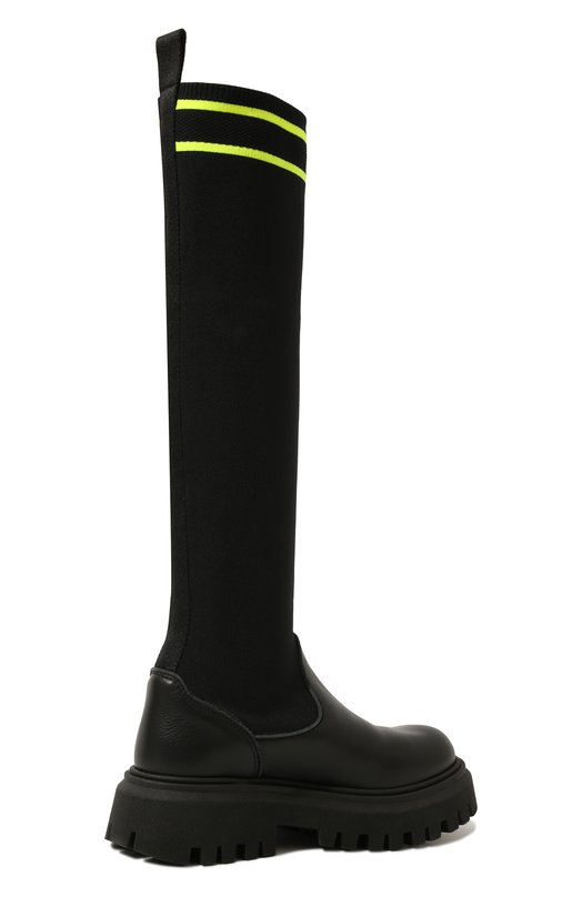 Сапоги из кожи и текстиля MSGM kids Чёрный, фото 3