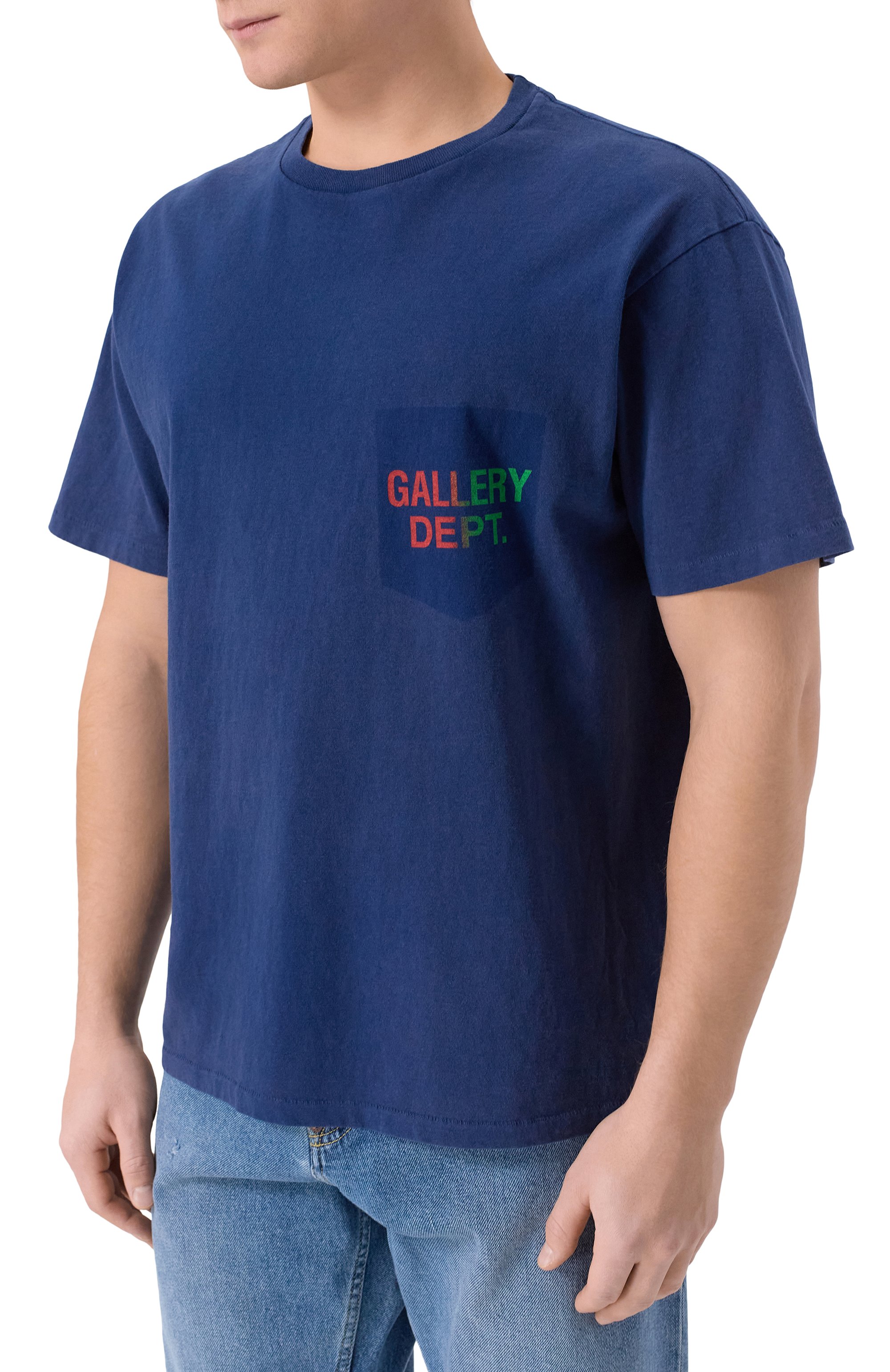 Хлопковая футболка GALLERY DEPT. синего цвета по цене 47550 руб., арт. BT-10303, фото 3 Хлопковая футболка GALLERY DEPT., арт. BT-10303, фото 3