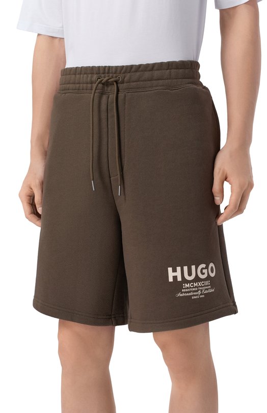 Хлопковые шорты HUGO Blue 50510728 Коричневый  50510728 Фото 3