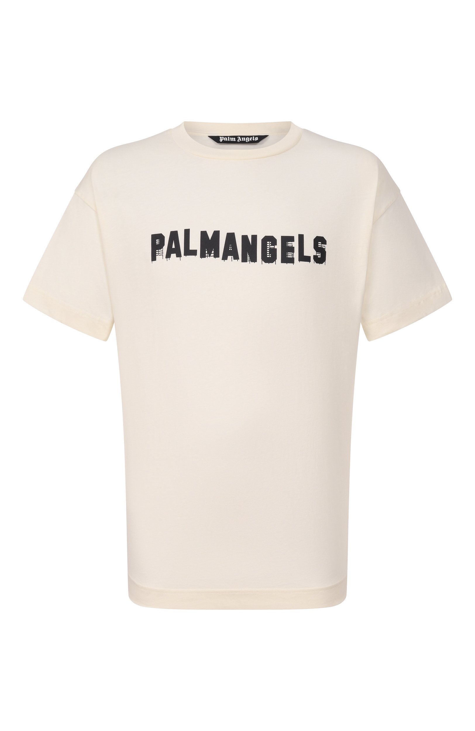 Хлопковая футболка PALM ANGELS кремового цвета по цене 22900 руб., арт. PAMAA001JR018, фото 1 Хлопковая футболка PALM ANGELS, арт. PAMAA001JR018, фото 1