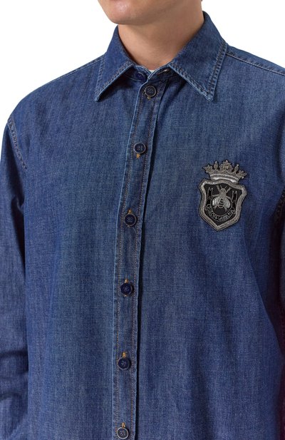Джинсовая рубашка DOLCE & GABBANA синего цвета по цене 145500 руб., арт. G5M02Z/G8MF5, фото 5 Джинсовая рубашка DOLCE & GABBANA, арт. G5M02Z/G8MF5, фото 5